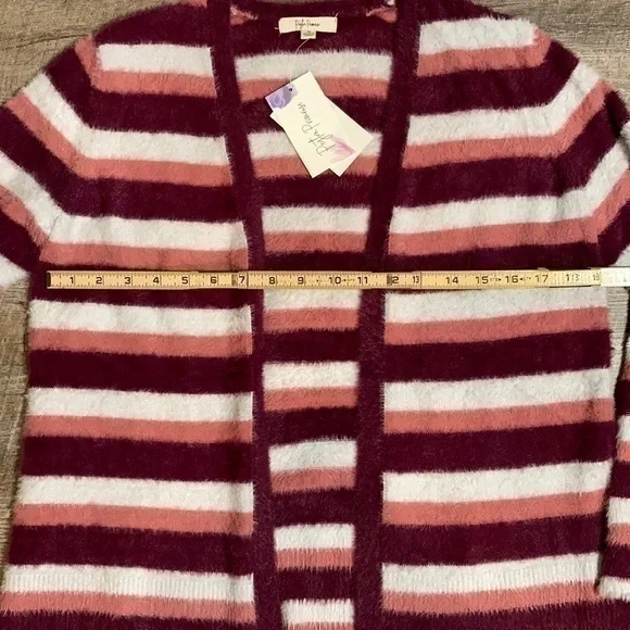Peyton Primrose pink and white striped cardigan size medium - Picture 3 of 11